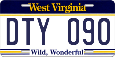 WV license plate DTY090