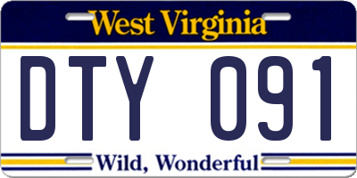 WV license plate DTY091