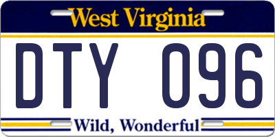 WV license plate DTY096