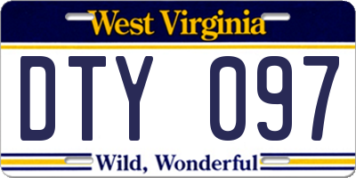 WV license plate DTY097