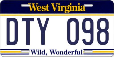 WV license plate DTY098
