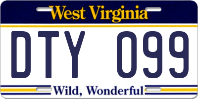 WV license plate DTY099