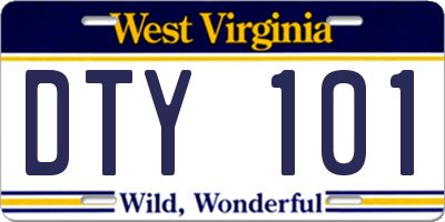 WV license plate DTY101