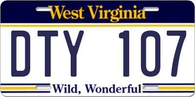 WV license plate DTY107