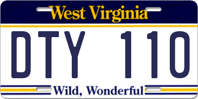 WV license plate DTY110