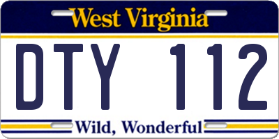WV license plate DTY112