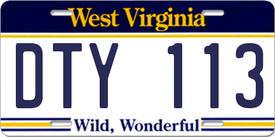 WV license plate DTY113