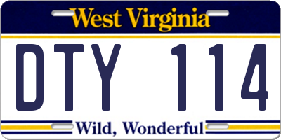 WV license plate DTY114