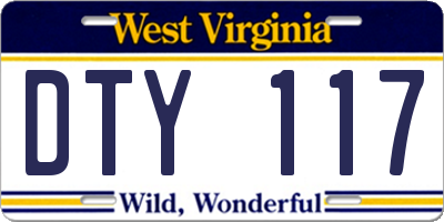 WV license plate DTY117