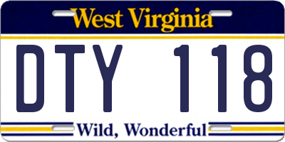 WV license plate DTY118