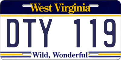 WV license plate DTY119