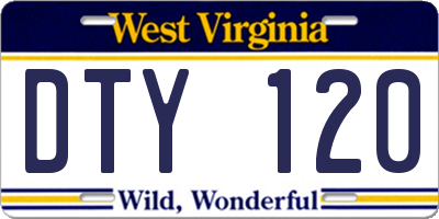 WV license plate DTY120