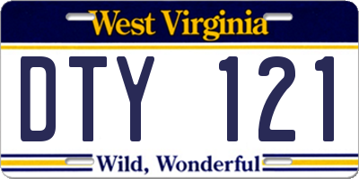 WV license plate DTY121
