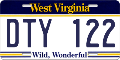 WV license plate DTY122
