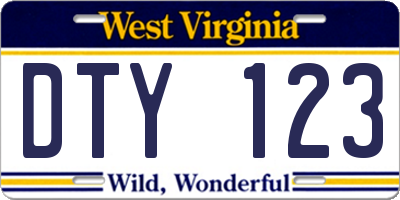WV license plate DTY123