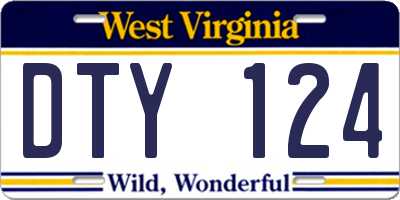 WV license plate DTY124