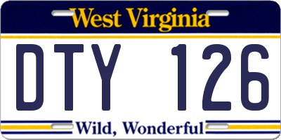 WV license plate DTY126