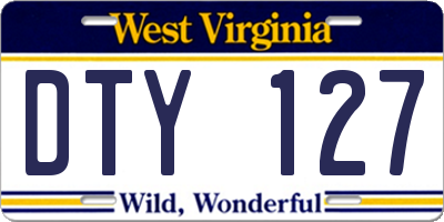 WV license plate DTY127