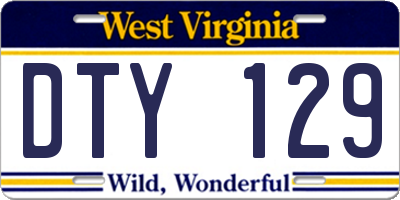 WV license plate DTY129