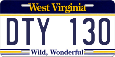 WV license plate DTY130