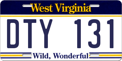 WV license plate DTY131