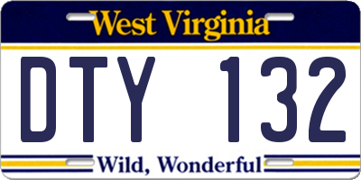 WV license plate DTY132