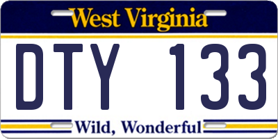 WV license plate DTY133