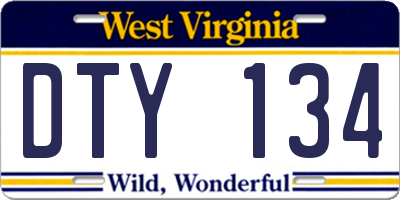 WV license plate DTY134