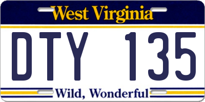 WV license plate DTY135