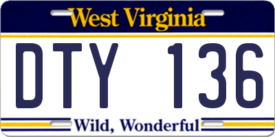 WV license plate DTY136