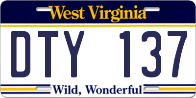WV license plate DTY137
