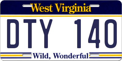 WV license plate DTY140