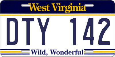 WV license plate DTY142