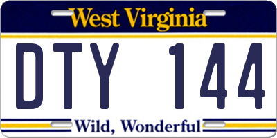 WV license plate DTY144