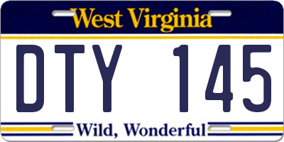 WV license plate DTY145