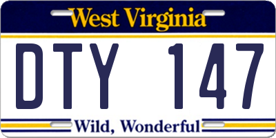 WV license plate DTY147