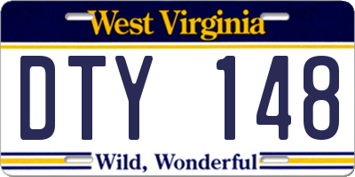 WV license plate DTY148