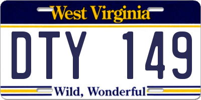 WV license plate DTY149