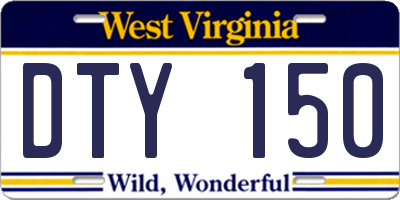 WV license plate DTY150