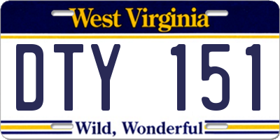 WV license plate DTY151