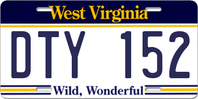 WV license plate DTY152