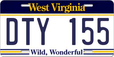 WV license plate DTY155