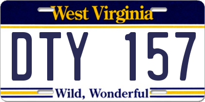 WV license plate DTY157