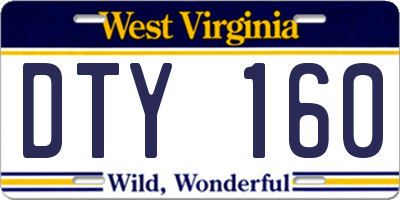 WV license plate DTY160