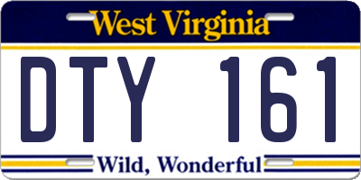 WV license plate DTY161