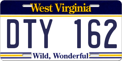 WV license plate DTY162