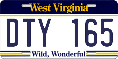 WV license plate DTY165
