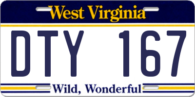 WV license plate DTY167