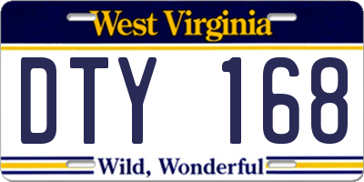 WV license plate DTY168