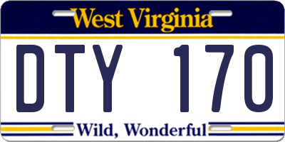 WV license plate DTY170